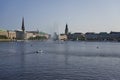 Hamburg, Germany - July 17, 2021 - Binnenalster or Inner Alster Lake is one of two artificial lakes Royalty Free Stock Photo